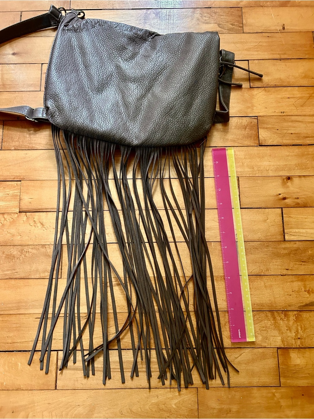 Fringe Crossbody Bag in Dark Gray